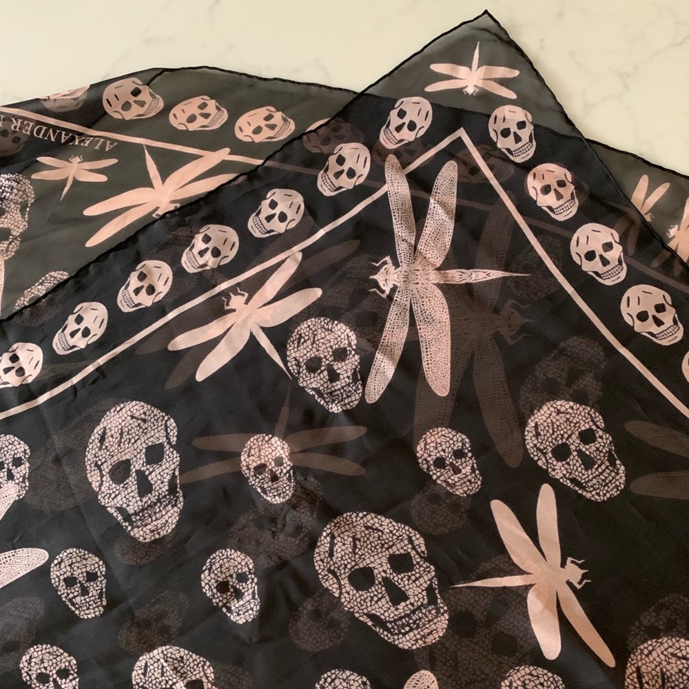 Alexander McQueen Silk Scarf - Skull/Dragonfly